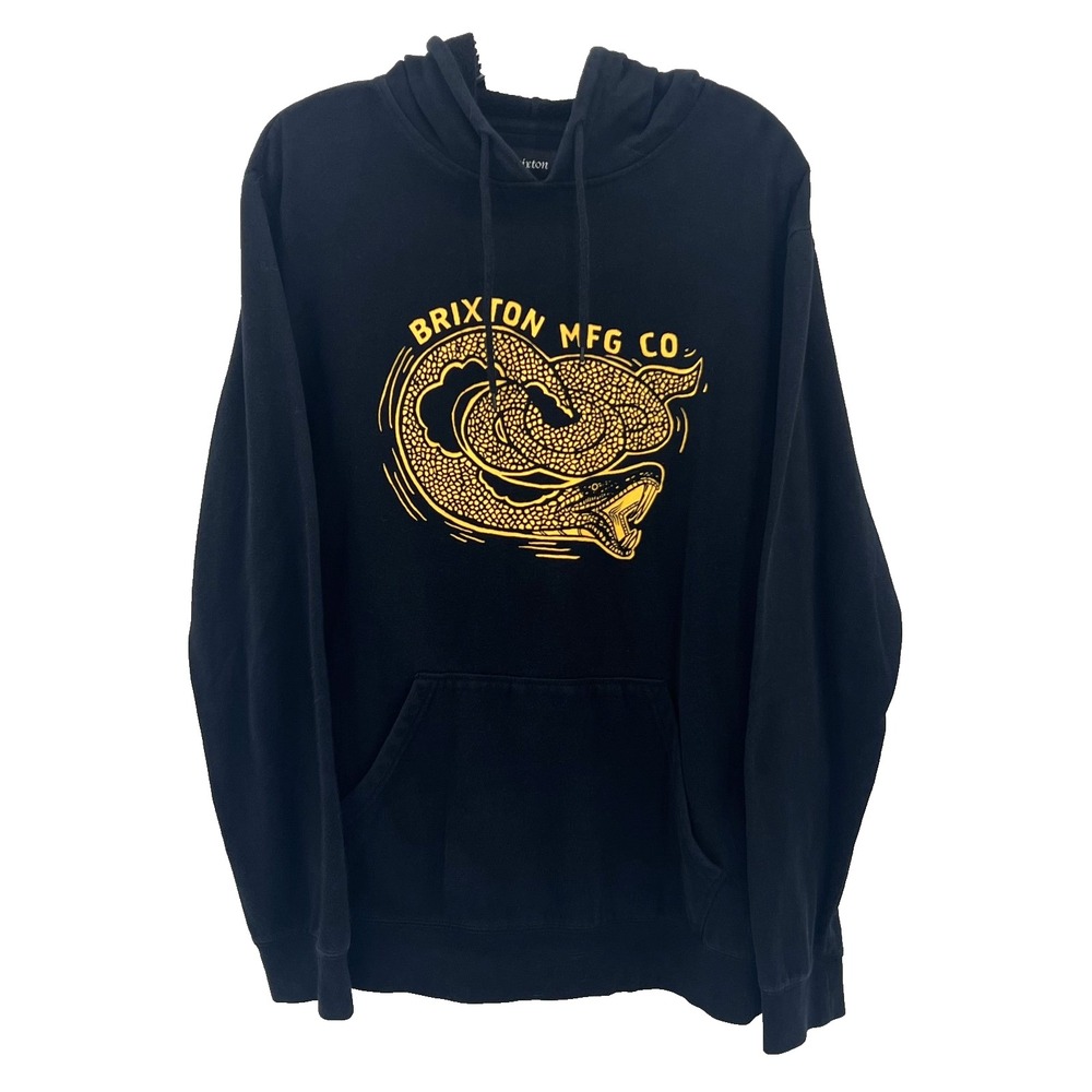 BRIXTON Men's M Black/Gold Graphic Print Cobra Snake Pullover Hoodie Sweatshirt